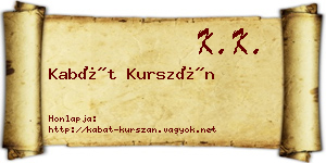 Kabát Kurszán névjegykártya